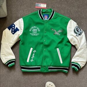 NFL Philadelphia Eagles Green and White Bomber Jacket